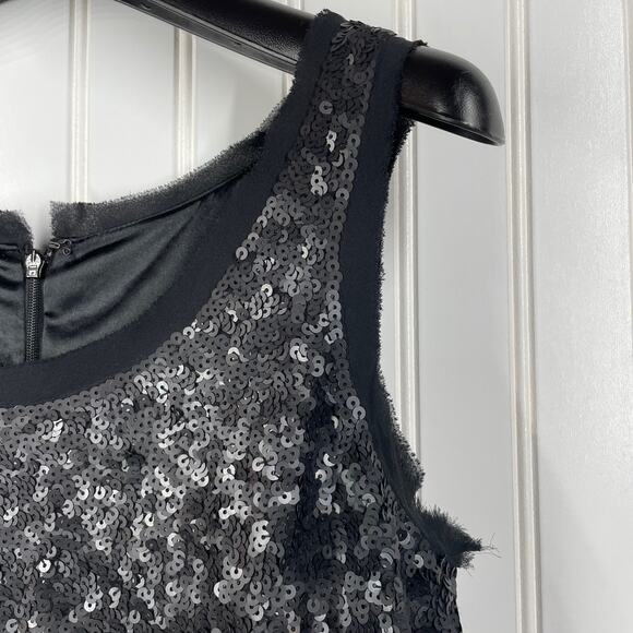 Talbots Women’s Black Sequin Cocktail Dress Back Zip Knee Length Size 4P - Picture 3 of 11